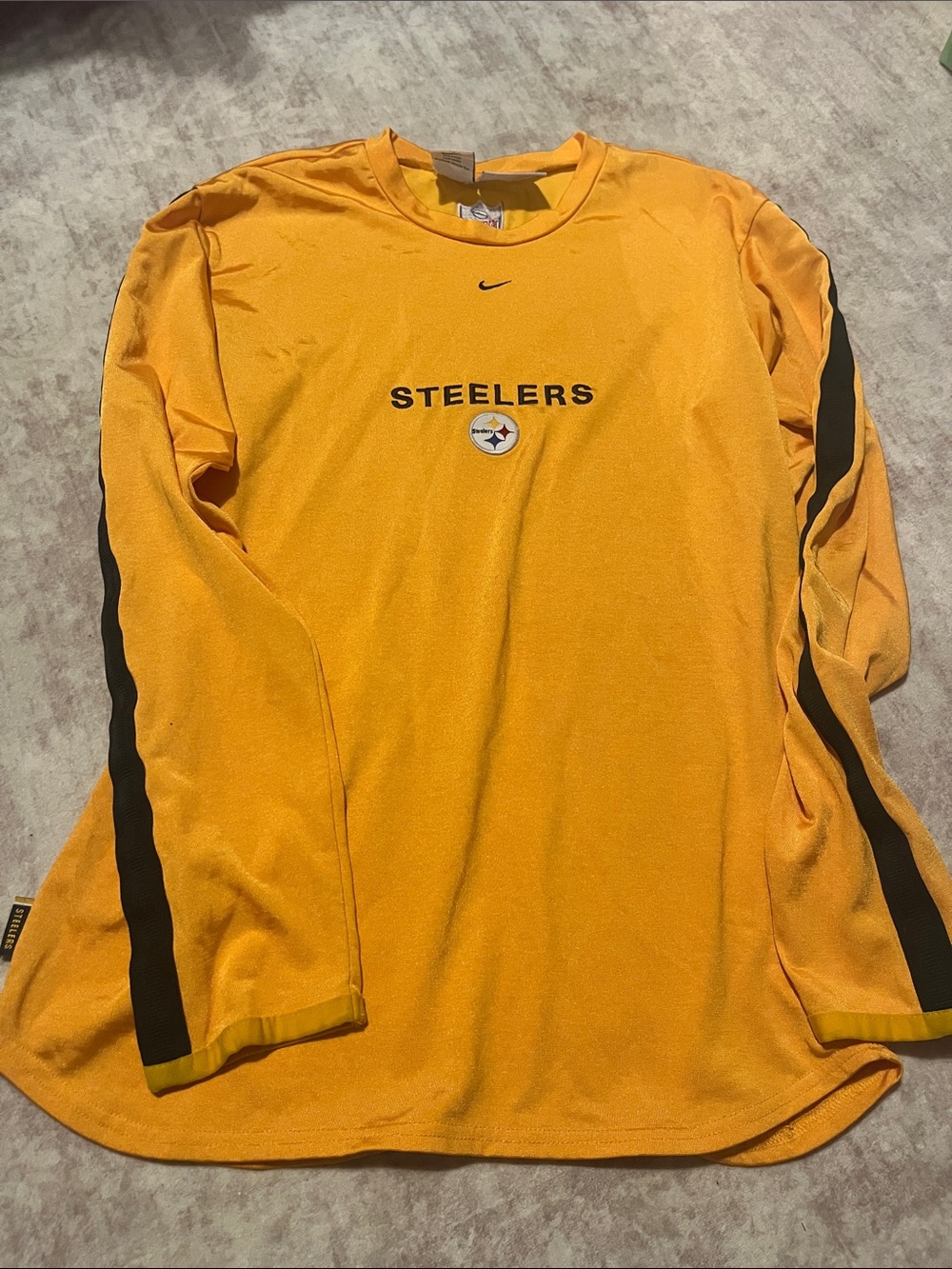 Nike Gold Steelers Long-Sleeve Performance Shirt with Black Accents